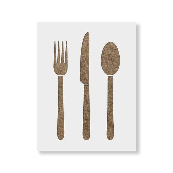 Knife Fork Spoon Stencil Template – 14x20 Reusable Stencil Sheet for Kitchen Wall, Café Sign & DIY Painting