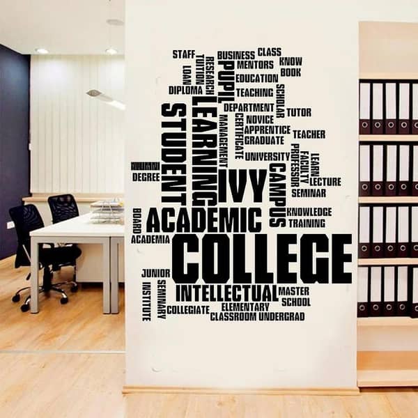 Education Wall Sticker: College Quote Reading Library Decal for Library