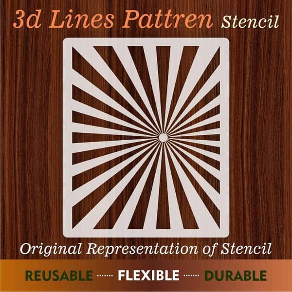 3D Lines Pattern Reusable Stencil for Airbrush Painting, Wall Art, Scrapbooking and Crafts by [Brand/Model]