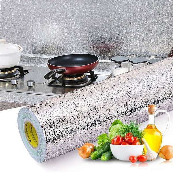 Kitchen Oil-Proof Aluminum Foil Stickers for Stove, Cabinet, Wall - Self-Adhesive
