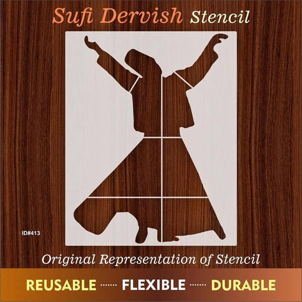 Sufi Dervish Reusable Stencil For Canvas And Wall Painting. ID# 413