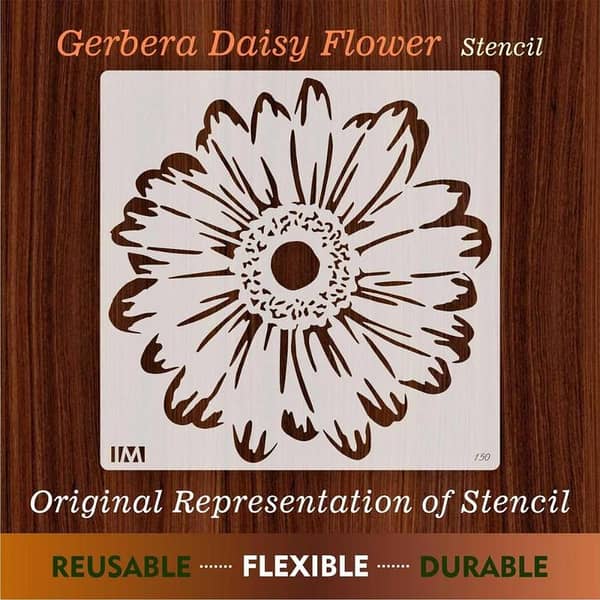 Gerbera Daisy Flowers Reusable Stencil For Canvas And Wall Painting. ID#150