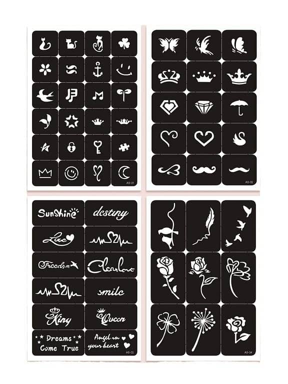 4sheets Flower Pattern Tattoo Stencil