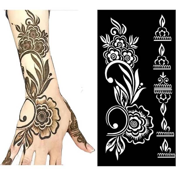 Temporary Tattoo Mehndi Stencil – Henna Sticker for Girls, Tattoo Sticker