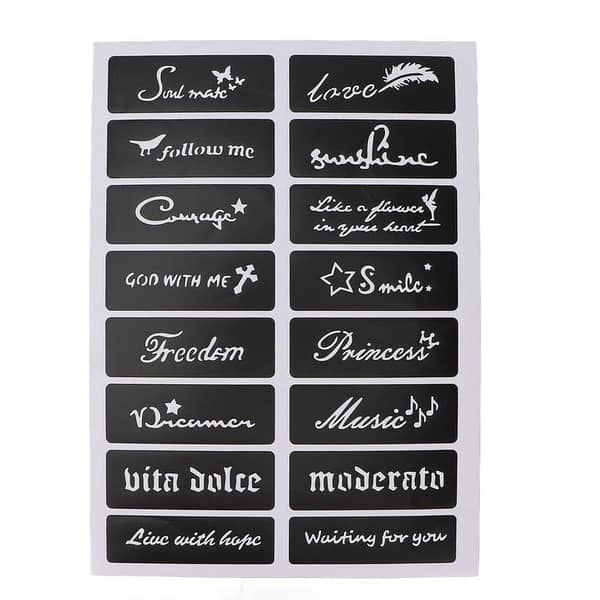 PLM 1 Sheet Tattoo Stencils - Waterproof, Reusable for Body Art and Glitter Tattoos