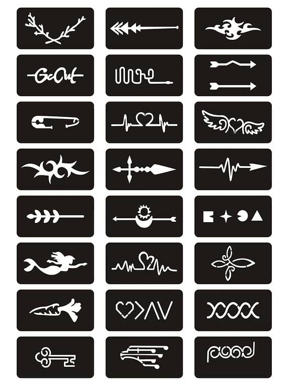 Tattoo Stencil,1 Sheet Mixed Pattern Tattoo Stencils for Women and Girls,Reusable Henna Stencils For Hand