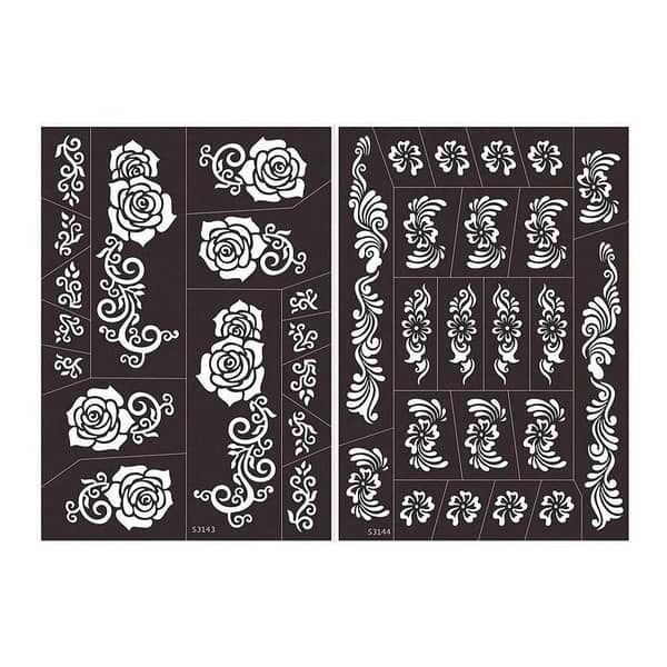 2pcs Flower Pattern Hollow-Out Tattoo Stencil