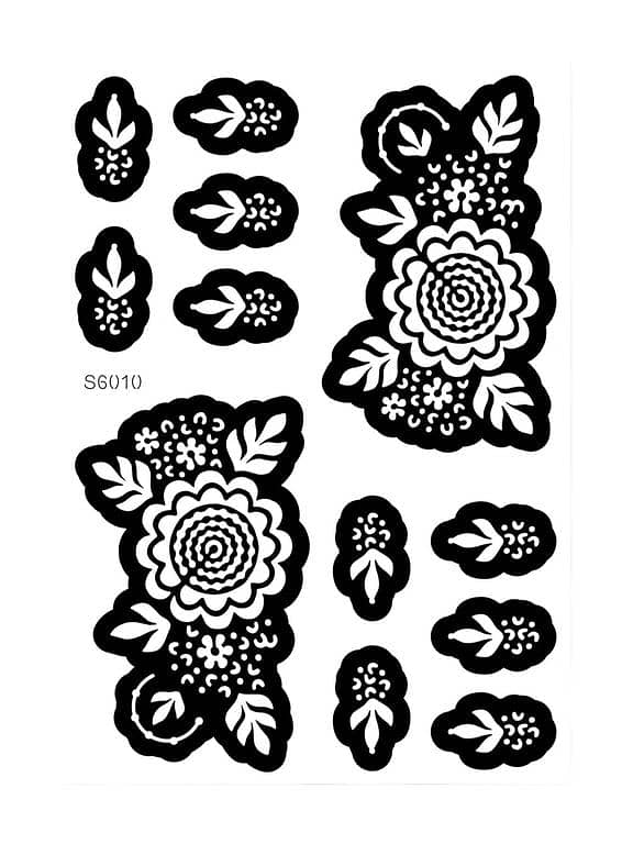 1pc Reusable Floral Hollow-Out Tattoo Stencil for Hands and Feet