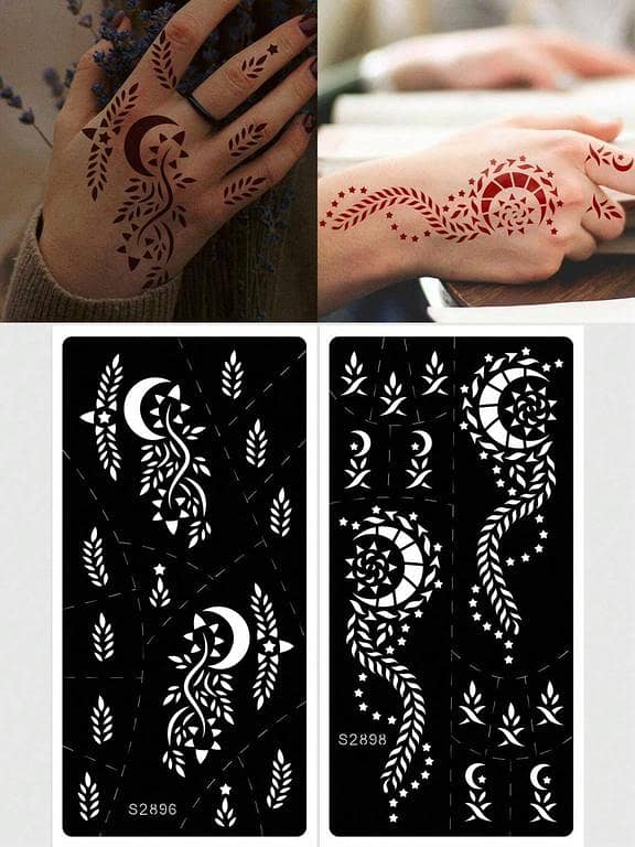 2 Sheet Henna Stickers – Finger Stencil for Mehndi Designs