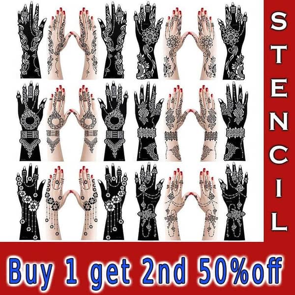 Large Henna Stencils for Mehndi Art Template – India Lace Body Temporary Tattoo