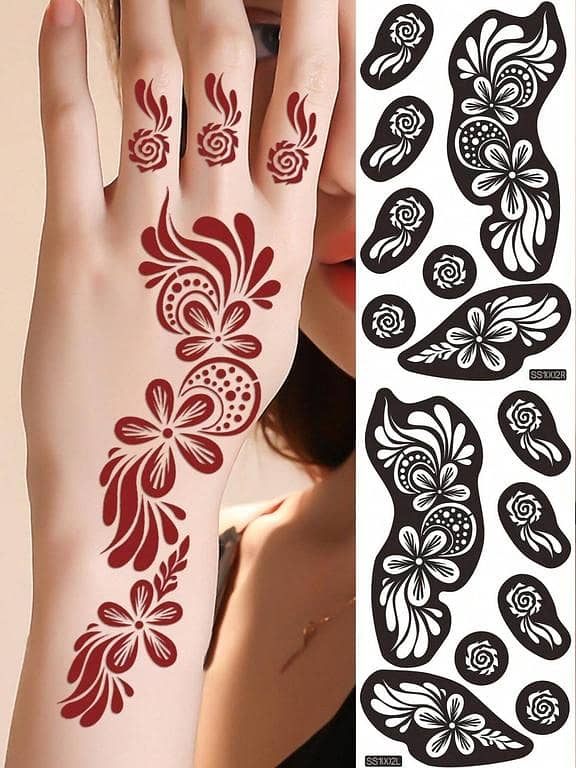 2 Sheets Tattoo Stencil Kit for Real Tattoos – Flower and Butterfly Designs (Black Friday)