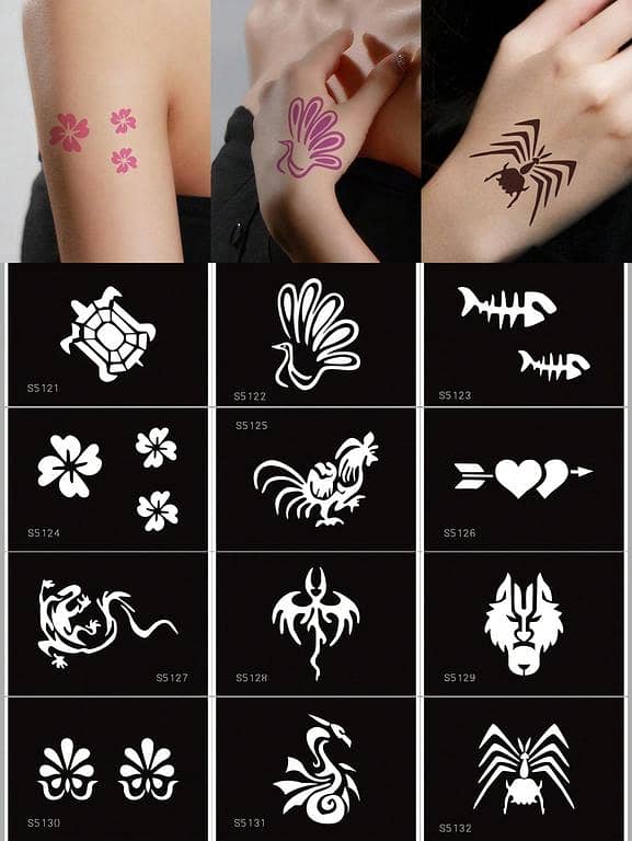 12pcs Animal & Floral Hollow-Out Body Stencil Template Set