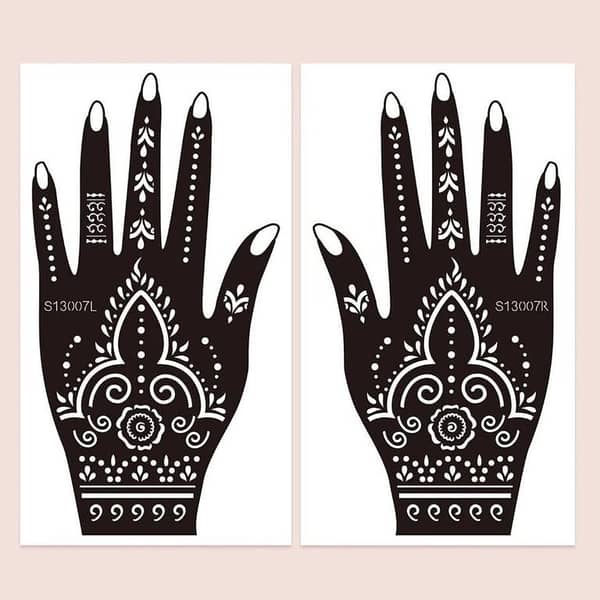 Heena Mehandi 2-Piece Graphic Tattoo Stencil Set for Hands, Face, Body, and Fingers