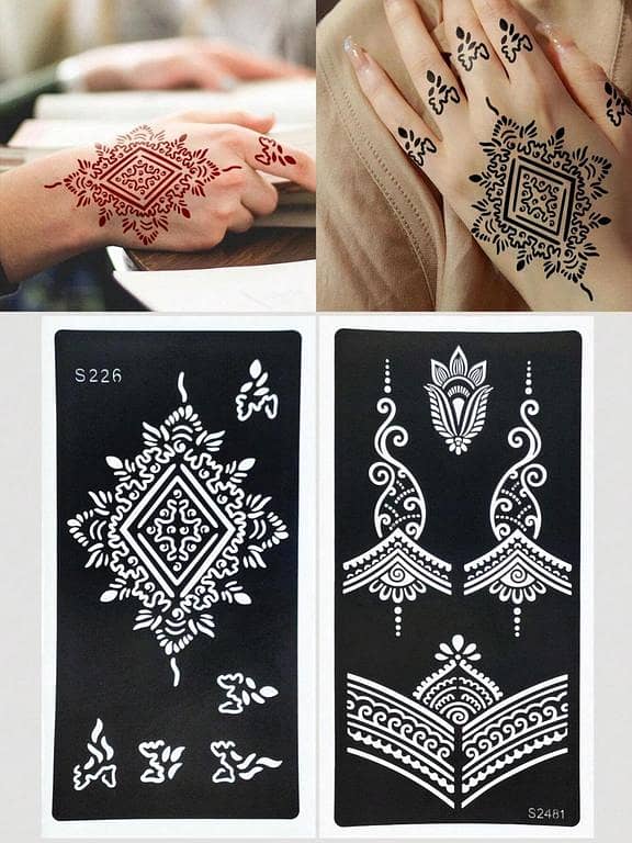 2-Sheet Flower Body Stencil Set for Reusable Floral Body Art