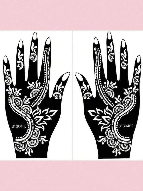 2 Sheets Floral Print Tattoo Stencil