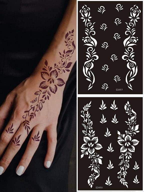 2pcs/set Hollow Out Floral Design Nail Art Sticker Tattoo Template