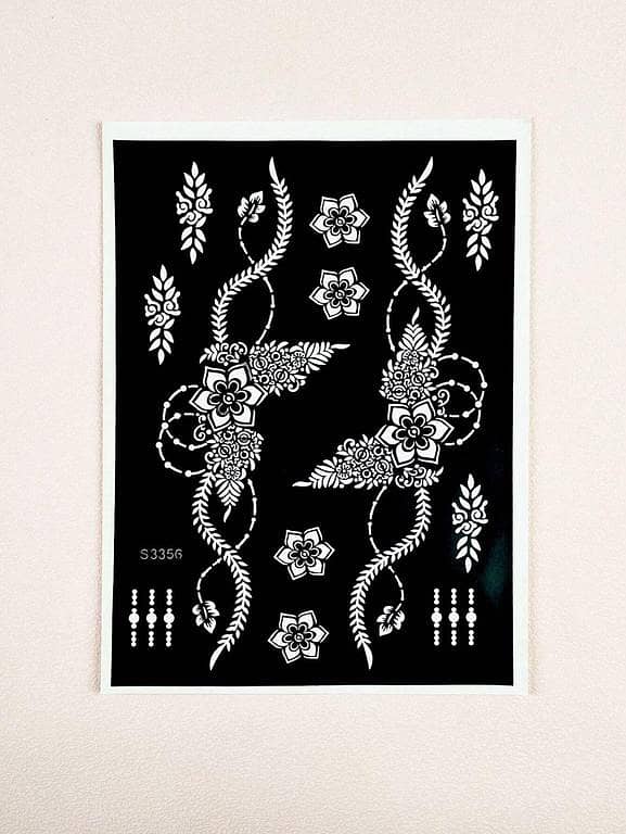 Flower Pattern Henna Pen Stickers for Body Drawing – 2 Sheets for Hands and Body