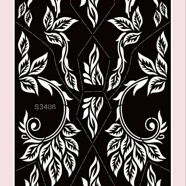 1sheet Flower Pattern Hollow Out Tattoo Stencil