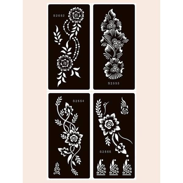 4 Sheets Flower Print Tattoo Stencil