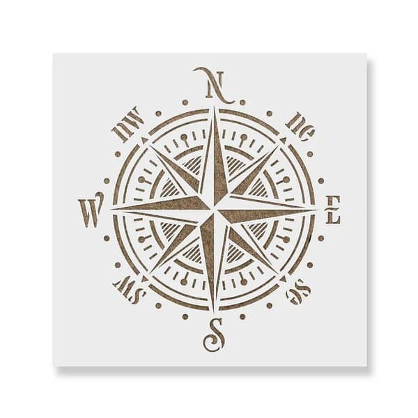 Compass Rose Stencil (Mylar) — Reusable Travel-Themed Design for Walls, Surfaces, and Crafts