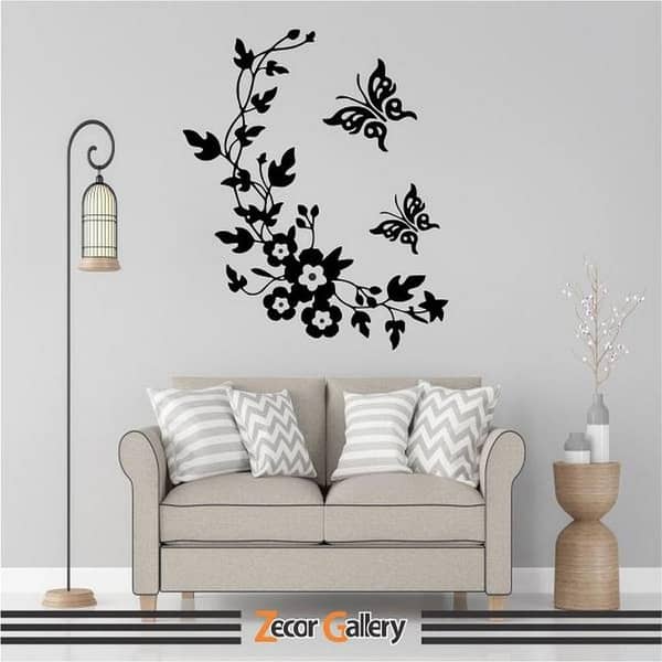 Style Candy Floral Design with Butterfly Wall Art Stickers for Fridge and Dining Area
