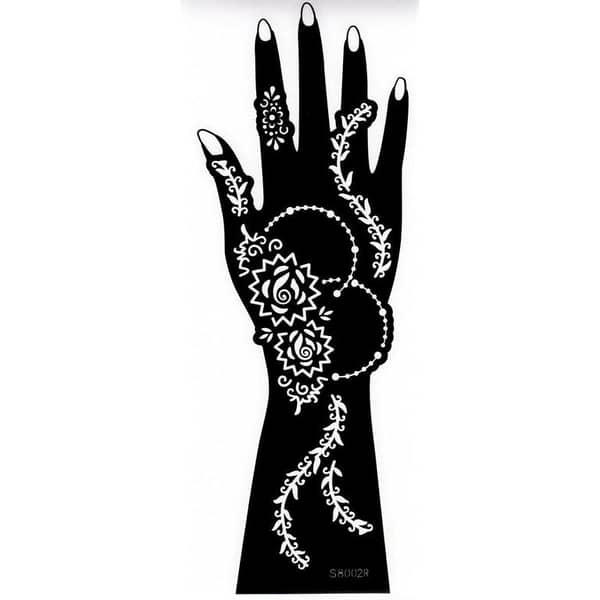 Henna Template Hand Large Temporary Tattoo Stencil with Mandala, Floral Lace Motifs