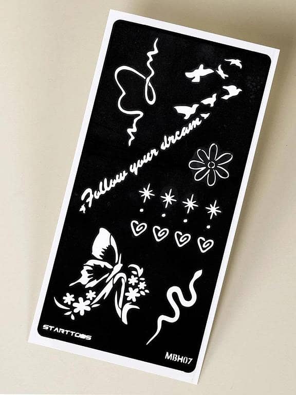 1sheet Floral Print Tattoo Stencil