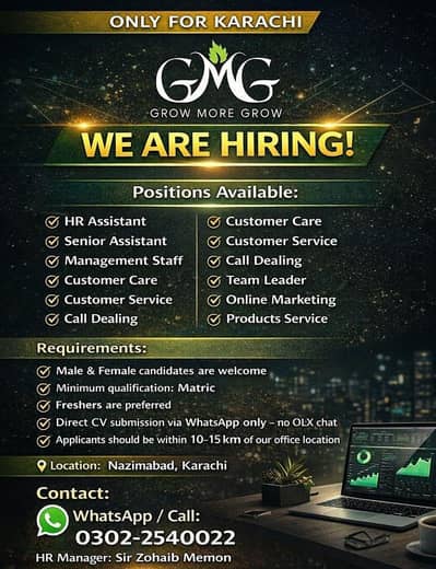 Office Work / Male & Female Staff / Urgent Hiring / Indoor Office Work
