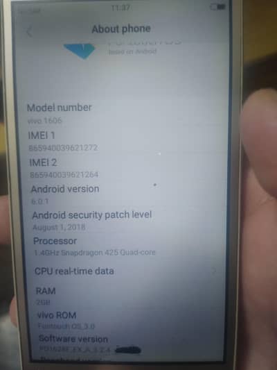 vivo 1606 PTA approved
