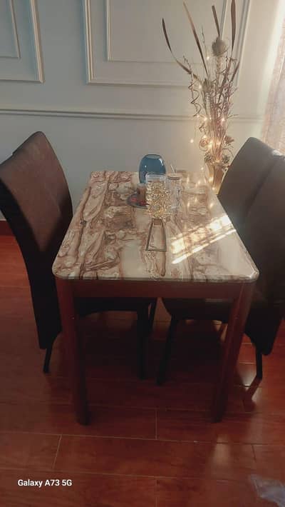 Dinning Table with Chairs Marble Top Good Condition