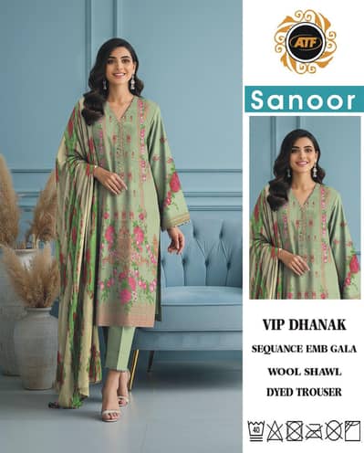 ladies unstiched dhanak suit 3ps