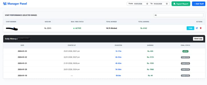 "Professional Staff Time Tracker & Productivity Monitor