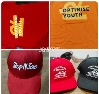 T shirt printing|Caps|Uniforms|stickers|DTF solutions|Take away Boxes