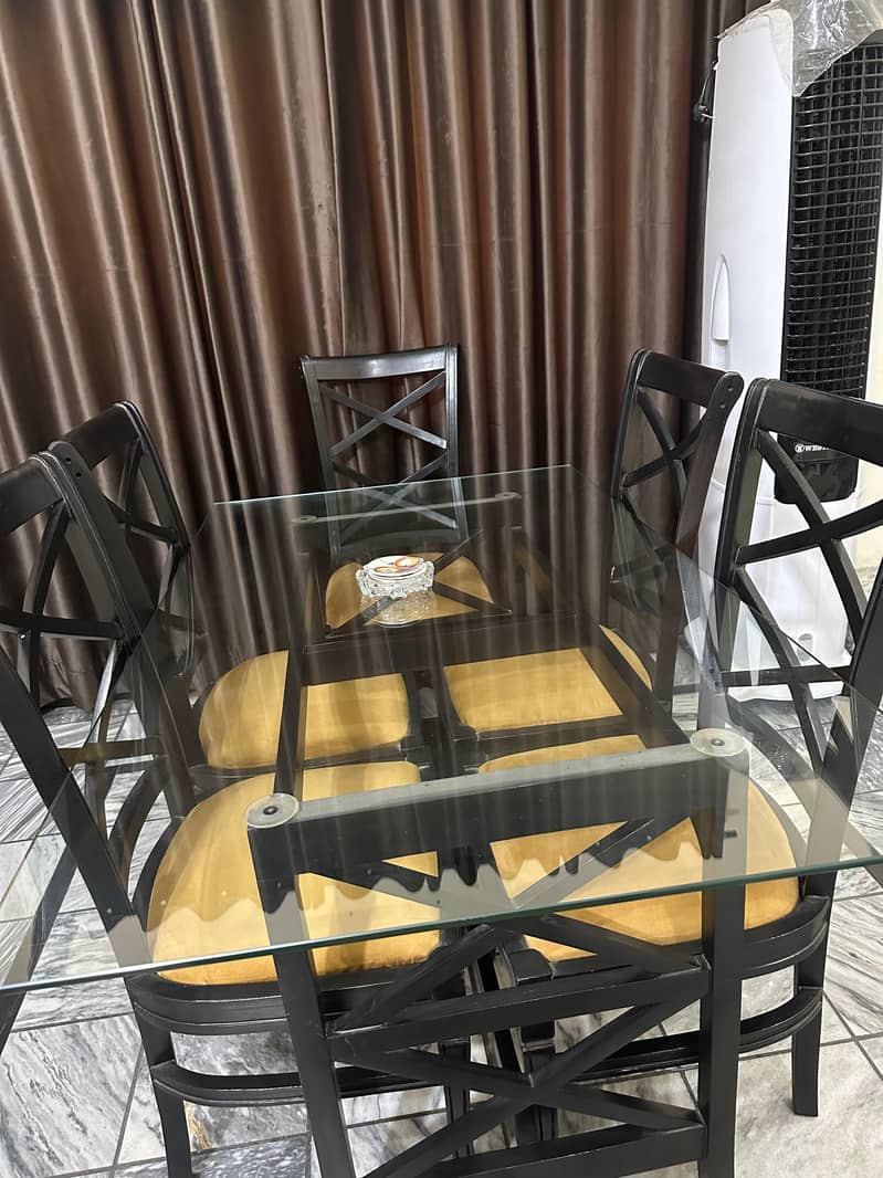 6 seater dining - Glass top dining - Glass dining with chairs 3