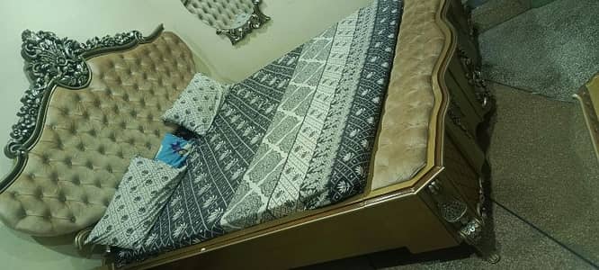 Bed wooden with Dressing Table & side Racks