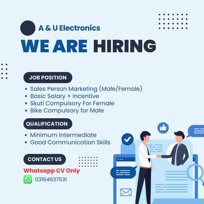 Sales Person Marketing Required (Male/Female)