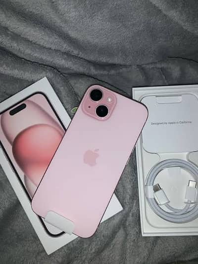 iPhone 15 pink jv with box and original cable