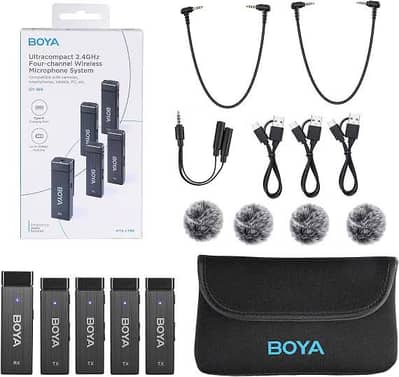 BOYA BY-W4 – 4 Microphone – Wireless Lavalier 2.4GHz