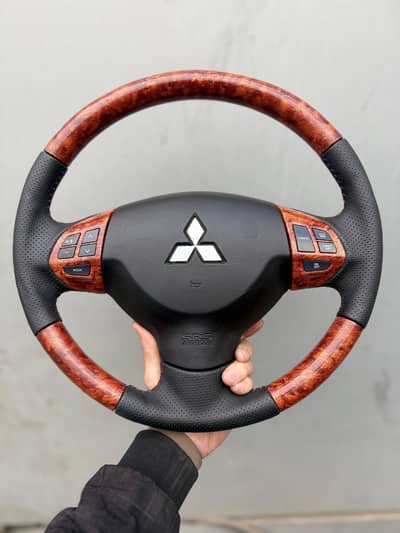 Mitsubishi Lancer 2014- 2017 multimedia Wooden steering wheel