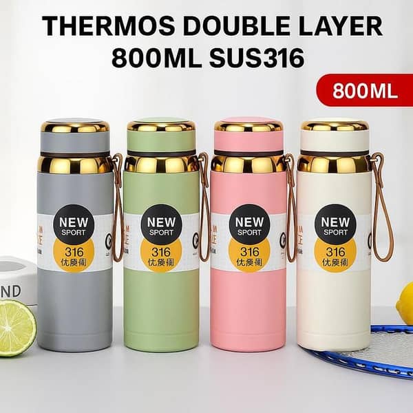 Original Stainless Steel Vacuum Bottle-800ml for Boys Girls & Kids| Double Wall Insulated Hot & Cold Thermos Flask with Tea Strainer & Sealed Lid | Leak Proof Sports & Gym Water Bottle, Ideal for Outdoor Sports, School, College, Office