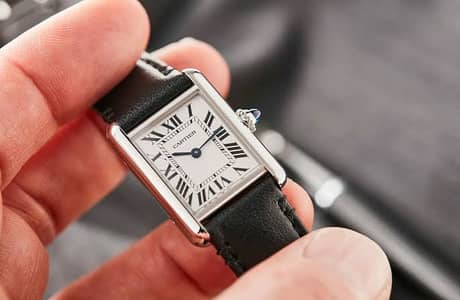 Cartier Tank Shaped Watch | Black Leather | Quartz