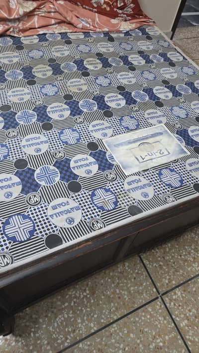 Wooden bed queen size with mattress