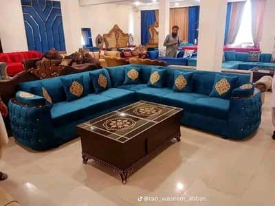 L Shape u corner sofa set chair and bed design