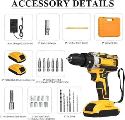 27 PCs Stainless  Steel Cordless Screwdriver Set.
