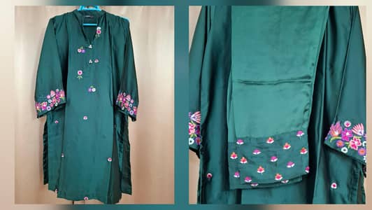 2 piece brand new embroidered silk dress
