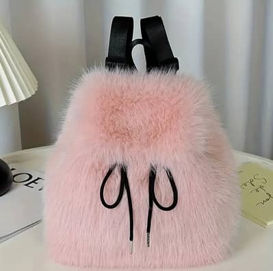 Imported Cute Faux Fur Backpack- Stylish Backpack for Kids & Girls