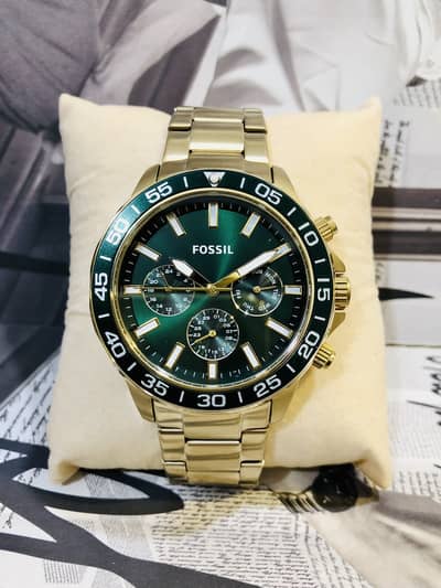 FOSSIL GREEN DIAL-GOLDEN TONE-ORIGINAL NEW WATCH-SEIKO CITIZEN CASIO