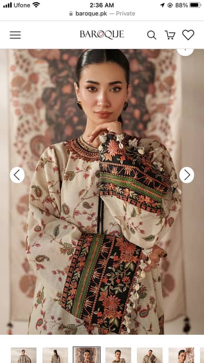 Brand New Unstiched Baroque khaddar suit