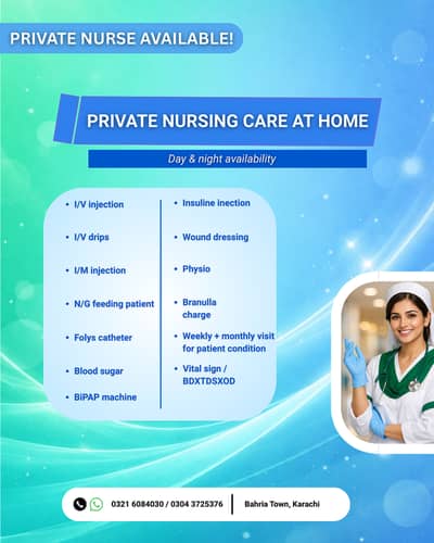 Qualified Home Nurse for Patient Care (24/7 Available)