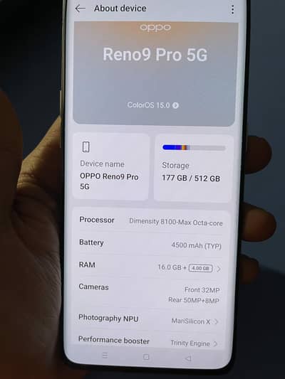 oppo Reno 9 pro 16/512 Gaming  phone